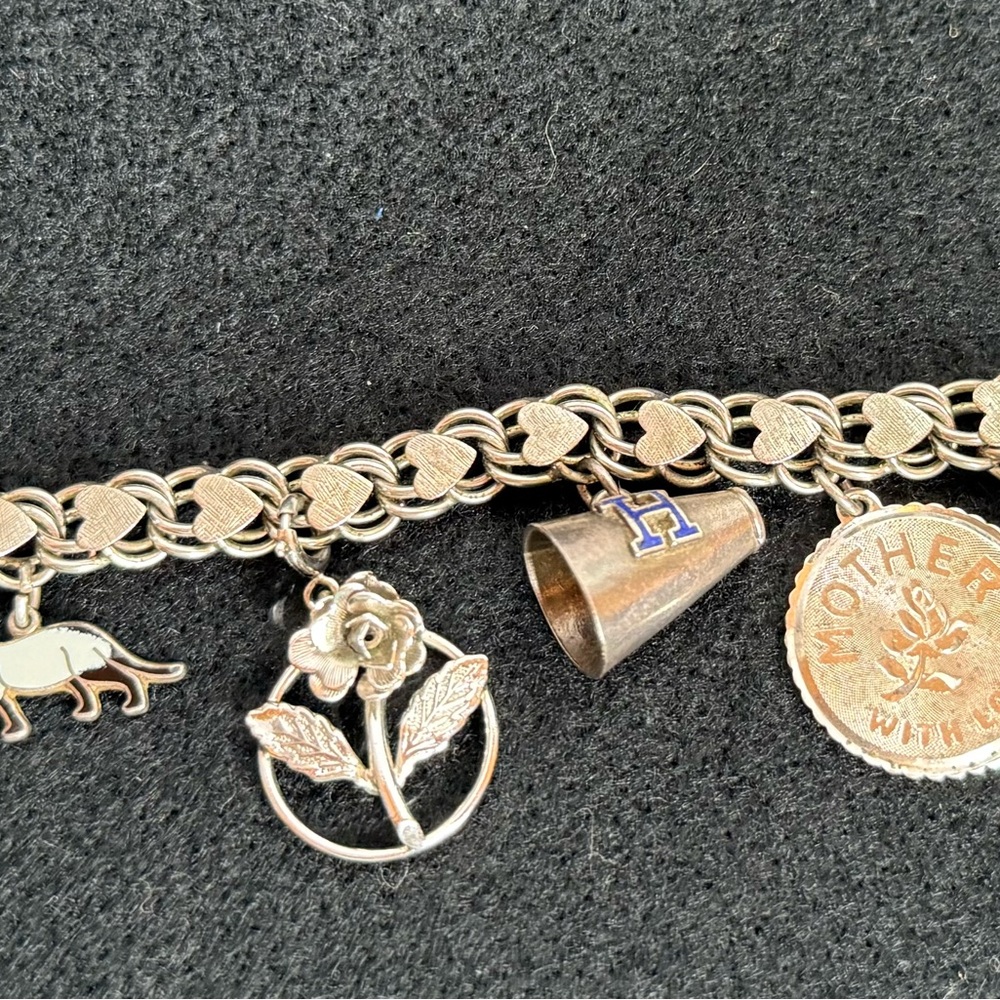 Sterling Silver Charm Bracelet with Floral and Animal Charms